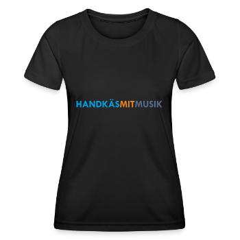 Handkäs mit Musik, bunt - Frauen Funktions-T-Shirt - Schwarz - Vorne - AI Model Female 172 light (172cm)