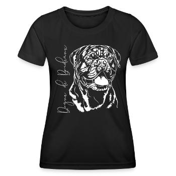 DOGUE DE BORDEAUX Portrait de chien Les chiens de Wilsign - T-shirt sport Femme - noir - Devant - AI Model Female 172 light (172cm)