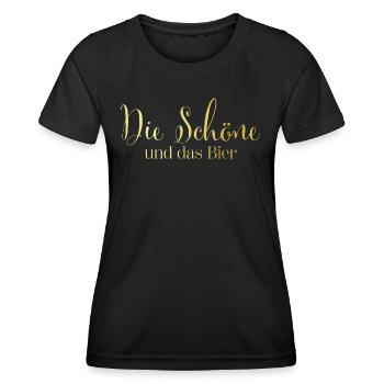 Die Schöne und das Bier - Frauen Funktions-T-Shirt - Schwarz - Vorne - AI Model Female 172 light (172cm)
