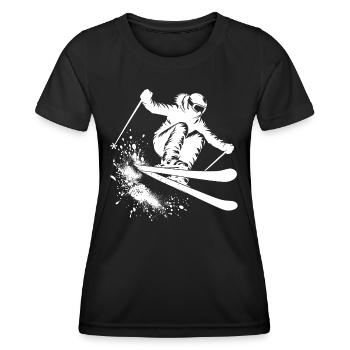 Saut à ski, hiver, vacances de ski, piste - T-shirt sport Femme - noir - Devant - AI Model Female 172 light (172cm)