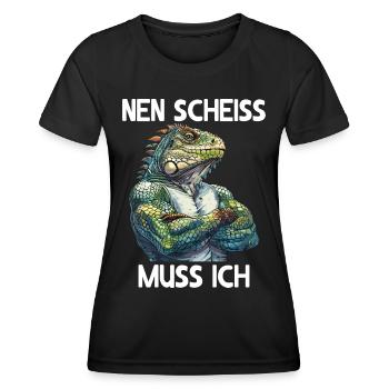 Green Iguana Reptiles I have to fuck - Women's Functional T-Shirt - black - Front - AI Model Female 172 light (172cm)
