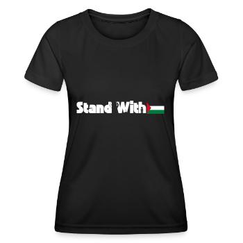 An der Seite Palästinas - Frauen Funktions-T-Shirt - Schwarz - Vorne - AI Model Female 172 light (172cm)
