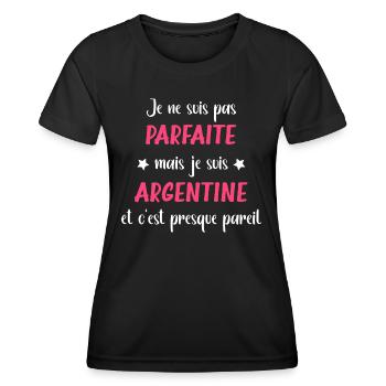 Je ne suis pas parfaite mais Argentine - T-shirt sport Femme - noir - Devant - AI Model Female 172 light (172cm)
