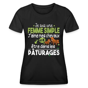 Cheval Poney Equestre Chevaux Cadeau Pâturage - T-shirt sport Femme - noir - Devant - AI Model Female 172 light (172cm)