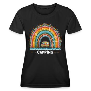 Rainbow Camping Tentes Holiday Time Out Caravane - T-shirt sport Femme - noir - Devant - AI Model Female 172 light (172cm)
