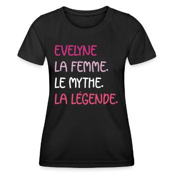 evelyne la femme le mythe la légende - T-shirt sport Femme - noir - Devant - AI Model Female 172 light (172cm)
