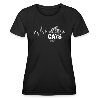 Battements de cœur Chats - T-shirt sport Femme - noir - Devant - AI Model Female 172 light (172cm)