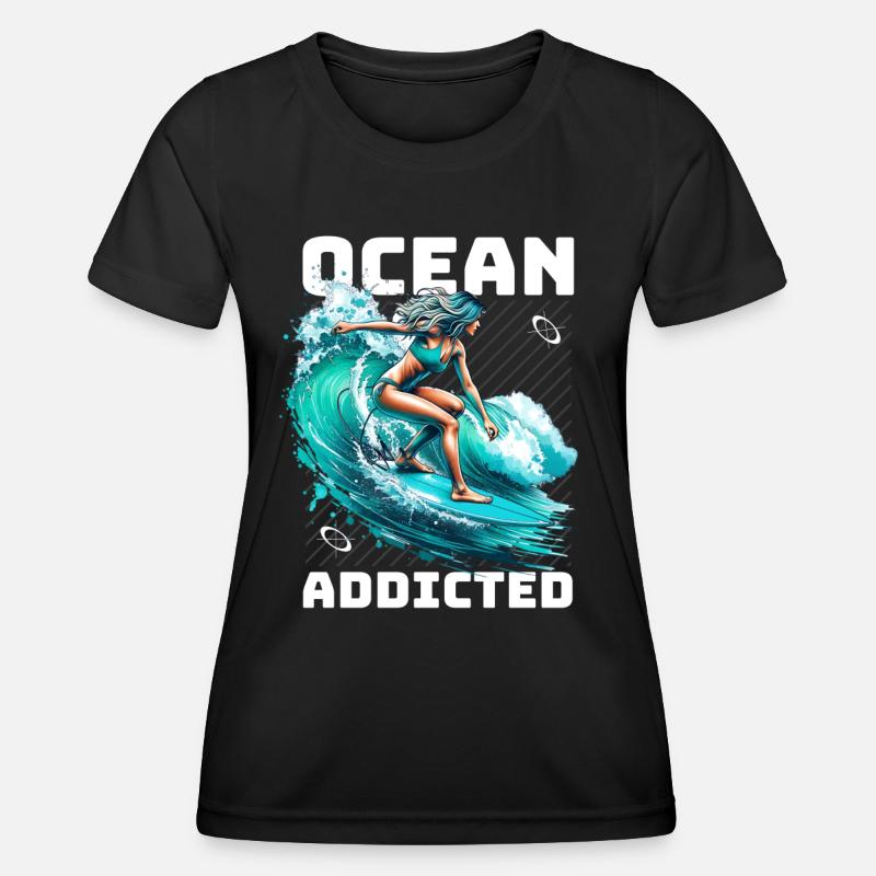 Ocean Addicted Surfing - Women's Functional T-Shirt - black