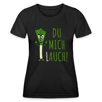 Poireaux dire que vous me Lauch en vert - T-shirt sport Femme - noir - Devant - AI Model Female 172 light (172cm)