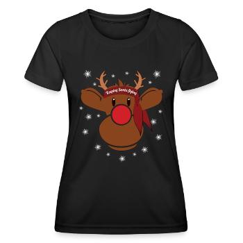 Rudi laisse le Père Noël voler Noël - T-shirt sport Femme - noir - Devant - AI Model Female 172 light (172cm)