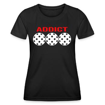 Floorball Unihockey FLOORBALL-addict Floorballer - Frauen Funktions-T-Shirt - Schwarz - Vorne - AI Model Female 172 light (172cm)