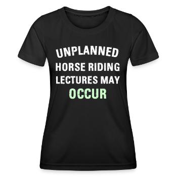 DES CONFÉRENCES D’ÉQUITATION IMPRÉVUES PEUVENT AVOIR LIEU - T-shirt sport Femme - noir - Devant - AI Model Female 172 light (172cm)