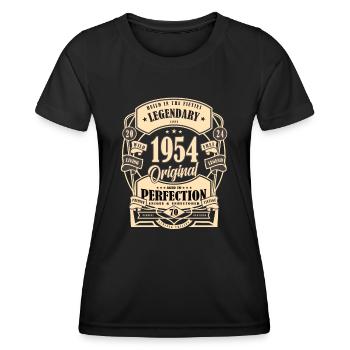 70th Birthday, Gift, Legend, Original, 1954 - Women's Functional T-Shirt - black - Front - AI Model Female 172 light (172cm)