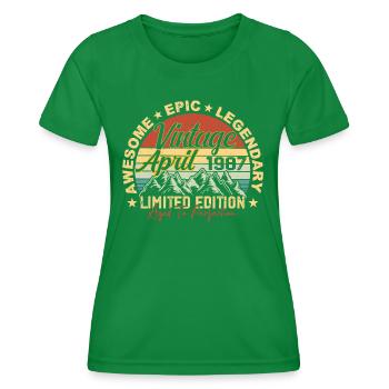 Cadeau 38ème anniversaire Millésime Avril 1987 - T-shirt sport Femme - vert - Devant - AI Model Female 172 dark (172cm)