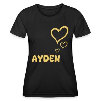 First name Ayden - Women's Functional T-Shirt - black - Front - AI Model Female 172 light (172cm)