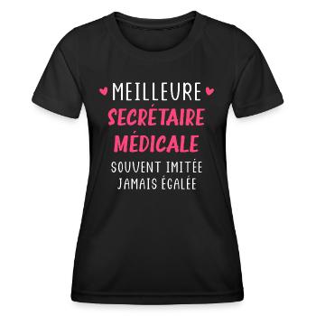 Meilleure secrétaire médicale - T-shirt sport Femme - noir - Devant - AI Model Female 172 light (172cm)