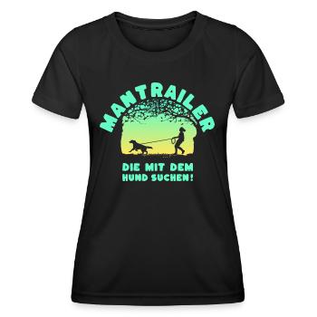Mantrailer - die mit dem Hund suchen Frau Setter s - Frauen Funktions-T-Shirt - Schwarz - Vorne - AI Model Female 172 light (172cm)