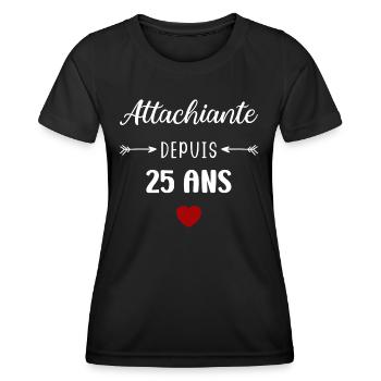 Attachiante depuis 125 ans - T-shirt sport Femme - noir - Devant - AI Model Female 172 light (172cm)