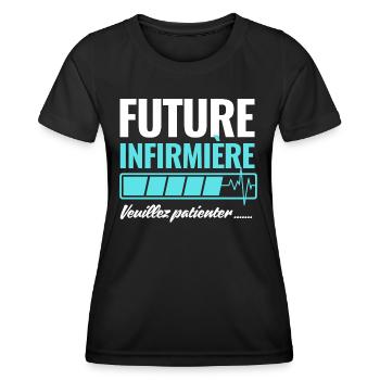 future infirmière - T-shirt sport Femme - noir - Devant - AI Model Female 172 light (172cm)