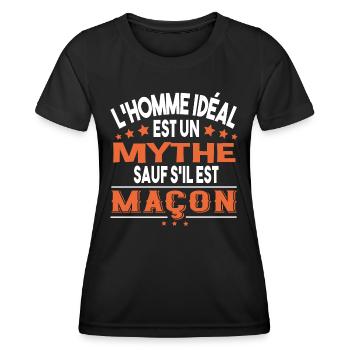 Maçon homme. Cadeau métier Bâtiment brique ouvrier - T-shirt sport Femme - noir - Devant - AI Model Female 172 light (172cm)