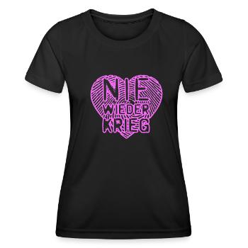 NIE WIEDER KRIEG - Frauen Funktions-T-Shirt - Schwarz - Vorne - AI Model Female 172 light (172cm)