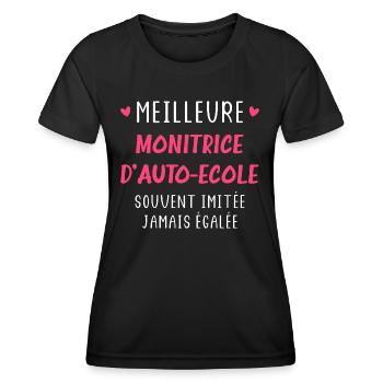 Meilleure Monitrice auto ecole - T-shirt sport Femme - noir - Devant - AI Model Female 172 light (172cm)