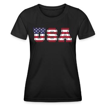USA in den Farben der amerikanischen Flagge Fahne - Frauen Funktions-T-Shirt - Schwarz - Vorne - AI Model Female 172 light (172cm)