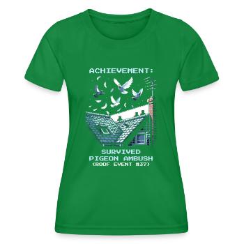 Schornsteinfeger Dach Tauben Angriff Retro Pixel - Frauen Funktions-T-Shirt - Kelly Green - Vorne - AI Model Female 172 dark (172cm)