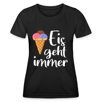 Eis geht immer Eiscreme lustig Spruch Sommer Süß - Frauen Funktions-T-Shirt - Schwarz - Vorne - AI Model Female 172 light (172cm)