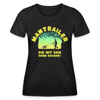 Mantrailer - die mit dem Hund suchen Mann Stafford - Frauen Funktions-T-Shirt - Schwarz - Vorne - AI Model Female 172 light (172cm)