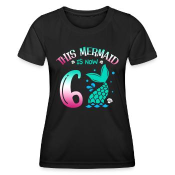 Cette sirène a maintenant 6 ans, conte de fées 6. - T-shirt sport Femme - noir - Devant - AI Model Female 172 light (172cm)