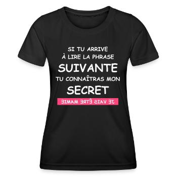 je vais être mamie - T-shirt sport Femme - noir - Devant - AI Model Female 172 light (172cm)