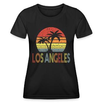 Los Angeles Retro Sonne 01 - Frauen Funktions-T-Shirt - Schwarz - Vorne - AI Model Female 172 light (172cm)