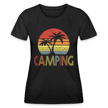 Camping Rétro soleil 01 - T-shirt sport Femme - noir - Devant - AI Model Female 172 light (172cm)