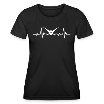 Nageurs battements de coeur nage - T-shirt sport Femme - noir - Devant - AI Model Female 172 light (172cm)