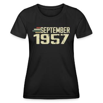September 1957 Vintage Geschenkidee September 1957 - Frauen Funktions-T-Shirt - Schwarz - Vorne - AI Model Female 172 light (172cm)