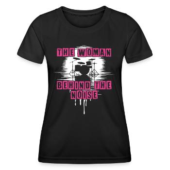 Drummer Woman Schlagzeugerin Girls Band - Frauen Funktions-T-Shirt - Schwarz - Vorne - AI Model Female 172 light (172cm)