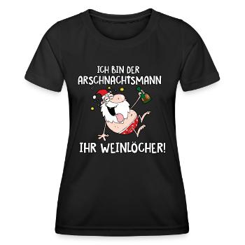 Ich bin der Arschnachtsmann - Frauen Funktions-T-Shirt - Schwarz - Vorne - AI Model Female 172 light (172cm)