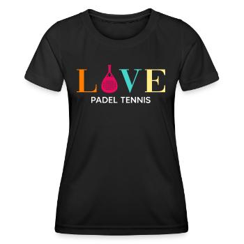 Padel PADELTENNIS Padelspieler Padellove - Frauen Funktions-T-Shirt - Schwarz - Vorne - AI Model Female 172 light (172cm)