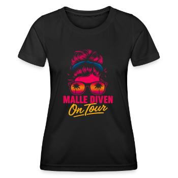 Mallorca Party Spruch Lustig Malle Diven On Tour - Frauen Funktions-T-Shirt - Schwarz - Vorne - AI Model Female 172 light (172cm)