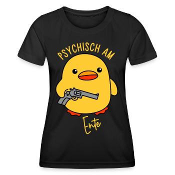 Psychisch am Ente - Frauen Funktions-T-Shirt - Schwarz - Vorne - AI Model Female 172 light (172cm)