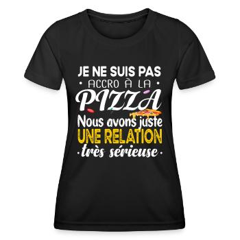 Pizza Pizzeria Bouffe Cadeau Humour Nourriture - T-shirt sport Femme - noir - Devant - AI Model Female 172 light (172cm)