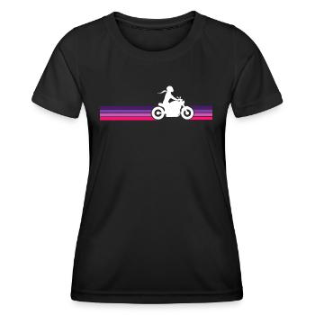 Motorradfahrerin Frau Chopper Bikerin Biker Girl - Frauen Funktions-T-Shirt - Schwarz - Vorne - AI Model Female 172 light (172cm)