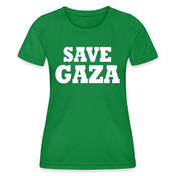 Save gaza - T-shirt sport Femme - vert - Devant - AI Model Female 172 dark (172cm)