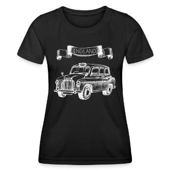 England Taxi Hand gezeichnet - Frauen Funktions-T-Shirt - Schwarz - Vorne - AI Model Female 172 light (172cm)