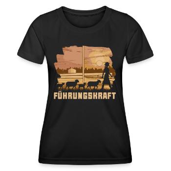 Führungskraft Schafe Hirtin Geschenkidee Humor - Frauen Funktions-T-Shirt - Schwarz - Vorne - AI Model Female 172 light (172cm)