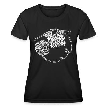 Croquis de tricot fait à la main - T-shirt sport Femme - noir - Devant - AI Model Female 172 light (172cm)