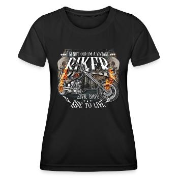 2004 Vintage Anniversaire Motard Moto - T-shirt sport Femme - noir - Devant - AI Model Female 172 light (172cm)
