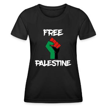 free palestine palestine poing fist - T-shirt sport Femme - noir - Devant - AI Model Female 172 light (172cm)