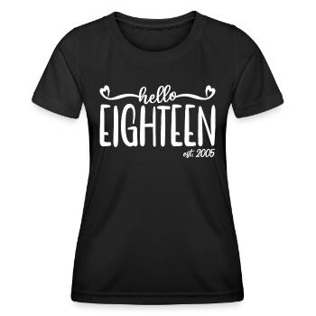 18. Geburtstag Frauen Hallo Achtzehn Est. 2005 - Frauen Funktions-T-Shirt - Schwarz - Vorne - AI Model Female 172 light (172cm)